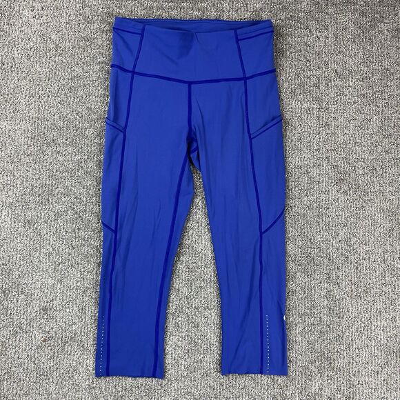 Lululemon Leggings Women Six Fast Free Crop II Nulux 19 Running Activewear Blue - Picture 1 of 10